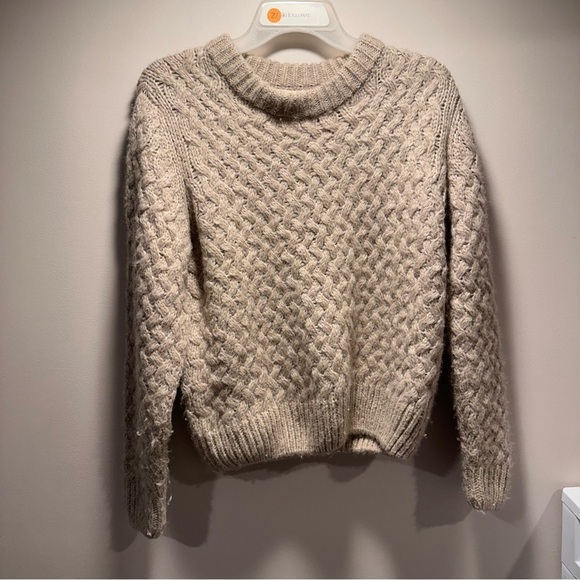 Christina Lehr Cozy Beige Knit Sweater 70% Baby Alpaca Merino Wool Blend Size 1 - Picture 1 of 17